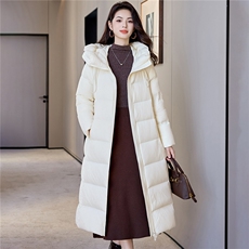 冬季新款宽松羽绒过膝加长款连帽服棉袄加厚泡芙棉衣外套女，女装羽绒服，阿舍尔精品