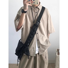 夏季日系复古cityboy工装短袖衬衫男女学生宽松慵懒廓形帅气衬衣，男装T恤，星座506A