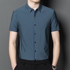 新款2023夏季男装上衣休闲百搭短袖宽松衬衫男士衬衣潮流图片