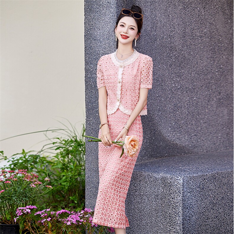 现货小香风时尚百搭气质套装2024夏新款绝美精致高级感两件套裙,商品下架区,韩然一族