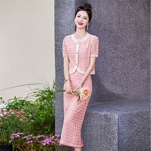 现货小香风时尚百搭气质套装2024夏新款绝美精致高级感两件套裙图片