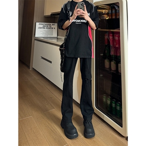现货主推破洞弹力渐变大码直筒微喇毛边牛仔裤K860-K861-K866-P50图片