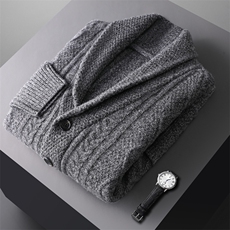 时尚简约男士羊毛开衫百搭青果领设计休闲商务两相宜男装，男装羊毛衫，冬季工坊