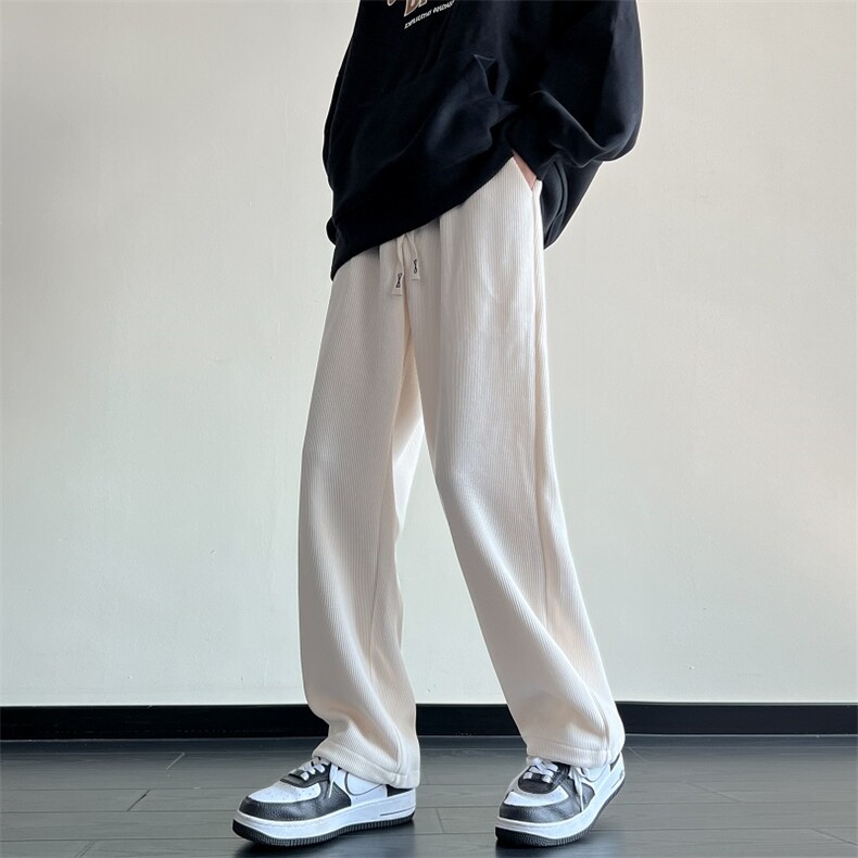 抖音品质-早秋宽松束脚抽绳休闲卫裤纯色百搭长裤212-2-NK34-P55，男装休闲裤，星座808A-1