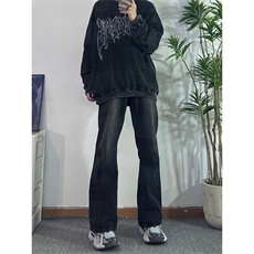 美式hiphop牛仔裤修身直筒微喇叭裤68，男装牛仔裤，星座310A-4