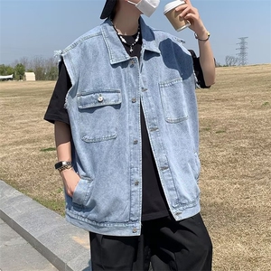 简约潮流潮文艺秋季新款日系百搭原宿青春流行翻领马甲男时尚图片