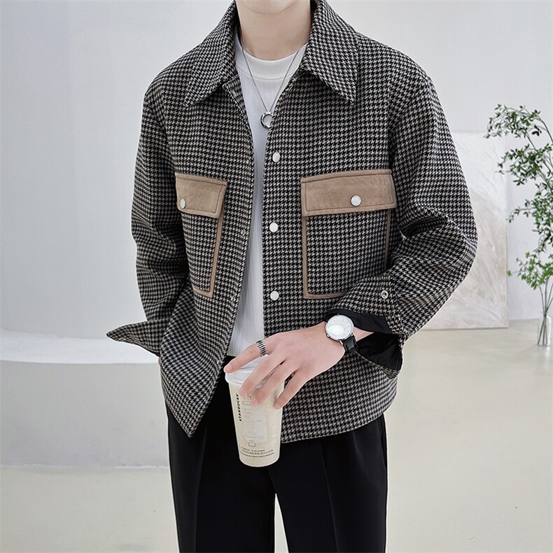男新款呢子大衣秋冬妮子毛呢短款宽松夹克外套A236-JK-3056-P135,男装夹克,电商A236