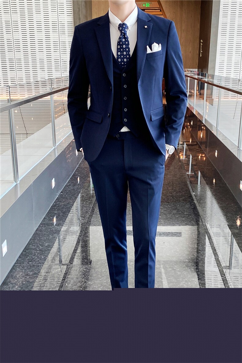西服套装男士三件套商务职业正装小西装韩版修身伴郎新郎结婚礼服,男装西服套装,星座505-2（原电商A260-1)