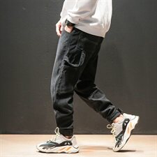 2019冬季新黑墙日系大码宽松男加绒保暖灯芯绒休闲裤K88-P65，男装休闲裤，电商A001