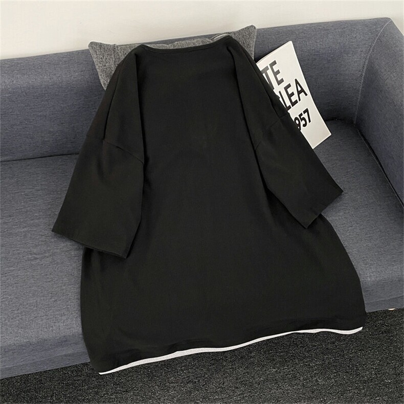夏季小众设计感假两件短袖T恤男女潮牌简约百搭圆领上衣T068-P42,男装T恤,星座308B-1