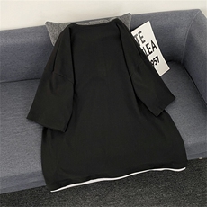 夏季小众设计感假两件短袖T恤男女潮牌简约百搭圆领上衣T068-P42，男装T恤，星座308B-1