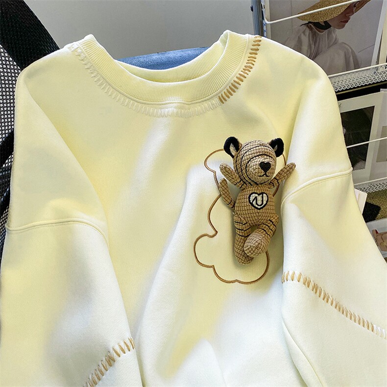 E174-P70可爱小熊卫衣女春秋宽松别致高级感，男装卫衣，星座911-2(原星座613-2）