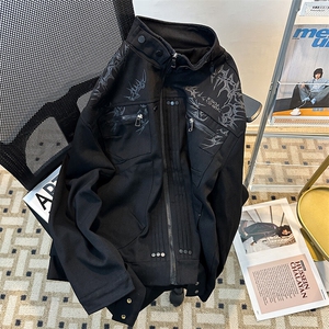 美式机车棒球服外套男秋季新款工装休闲宽松情侣夹克JK08548-P90图片