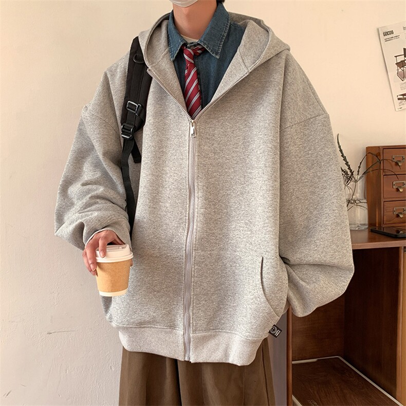 2025抖音得物品质重磅420克男士纯色开衫卫衣WY801P78/控105,男装卫衣,电商A148