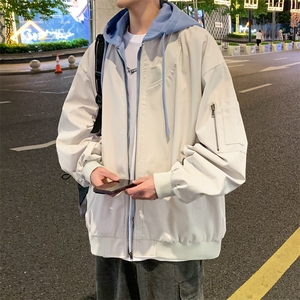 港风夜景新款假两件夹克男痞帅宽松二开上衣外套A157B-J205-特P80
