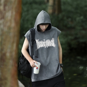 麂皮绒连帽背心坎肩男T恤美式港风JLB3181-P30控48图片