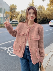 流苏绿色小香风羽绒服外套女秋冬2025新款高级感赫本风气质加厚，女装羽绒服，艾米莉亚