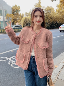 流苏绿色小香风羽绒服外套女秋冬2025新款高级感赫本风气质加厚图片
