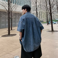 牛仔衬衫男短袖痞子帅气2024夏季新款ins宽松百搭外套CY208-P47，男装衬衫，星座412-3