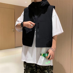 拉链新款潮流纯色标准日系简约气质百搭秋季男潮青春流行马甲立领图片