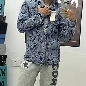 潮牌翻领春季修身破洞夹克牛仔外套男GM77-P73图片