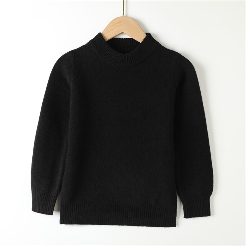 儿童羊毛衫男中大童毛衣女小童打底衫加厚针织衫圆领纯色，童装毛衣，亚东羊绒制品