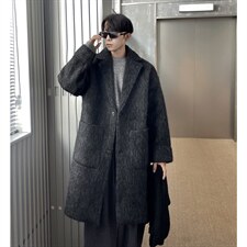 港风长毛马海毛财阀羊毛呢子长款西装毛呢外套男FY77909P198控288，男装风衣，星座226-1