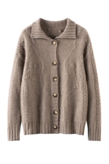 2025秋冬新款女羊绒衫100%纯羊绒polo领纯色外套加厚保暖针织开衫，女装羊毛衫，佰米娇羊绒