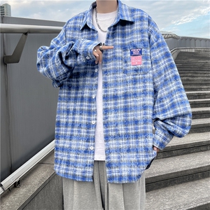 格子衬衫男韩版潮流高街帅气2024春夏季ins宽松百搭外套CY058-P41图片