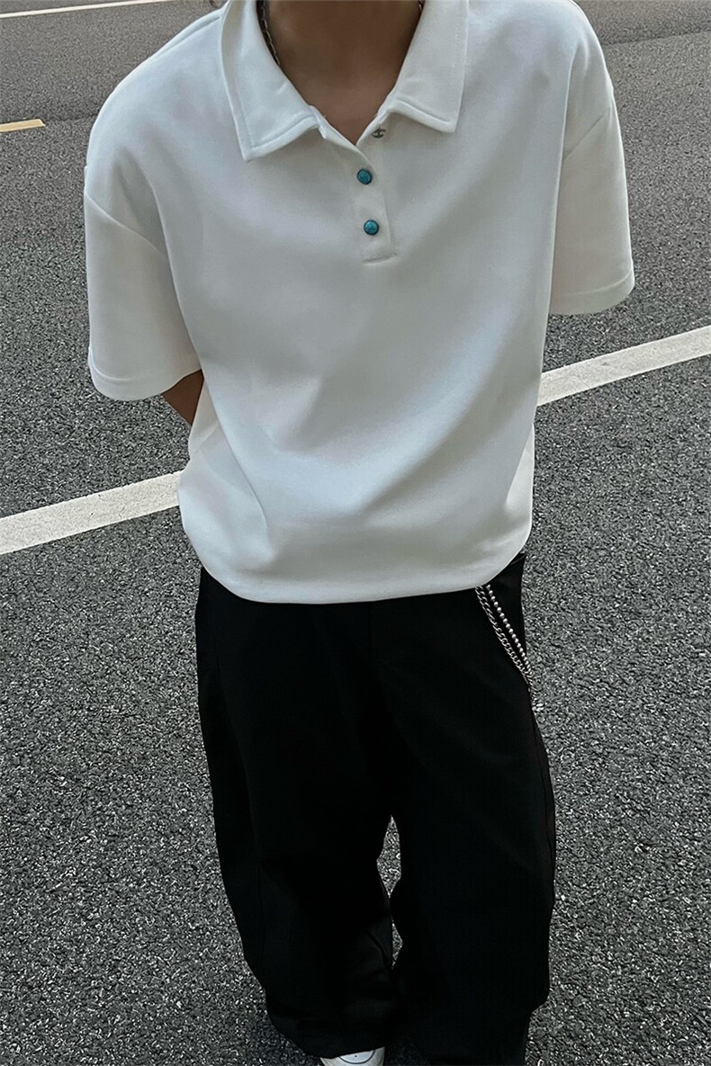 夏装新款绿松石扣子翻领重磅短袖T恤夏季男装半袖POLO衫S426特28,男装Polo衫,电商A233-1