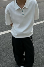 夏装新款绿松石扣子翻领重磅短袖T恤夏季男装半袖POLO衫S426特28，男装Polo衫，电商A233-1