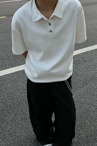 夏装新款绿松石扣子翻领重磅短袖T恤夏季男装半袖POLO衫S426特28图片
