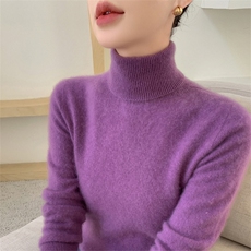 秋季新款纯色针织翻领时尚百搭休闲，女装针织衫/毛衣，思牵羊绒