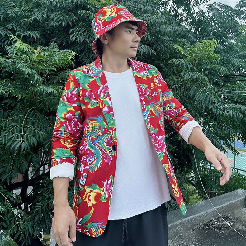 XZ01秋文艺男大码宽松西服东北大花潮牌开衫男女风民族特色,男装西服,星座115A(原星座507）