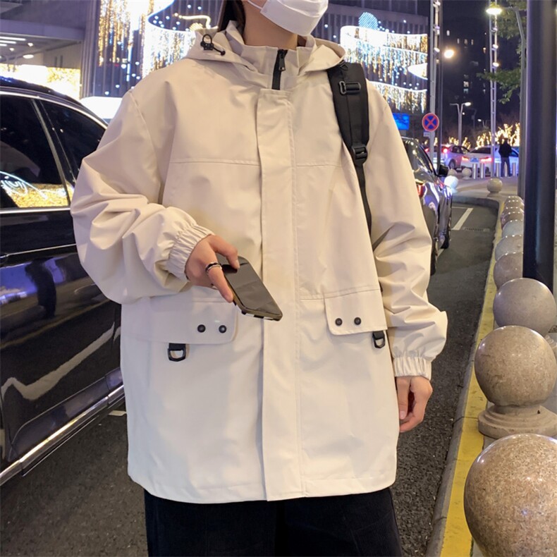 新款连帽冲锋衣夹克男山港风潮流宽松休闲外套JK2305-P68,男装夹克,星座717
