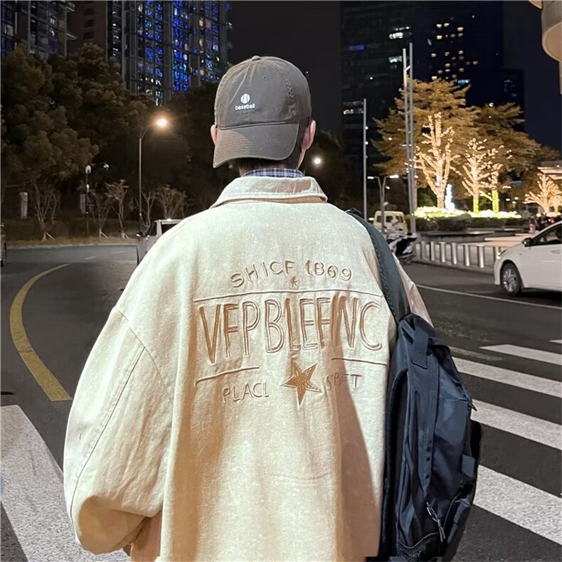 春秋季美式复古牛仔外套男宽松水洗做旧痞帅气工装夹克男,男装工装外套,星座1210-1