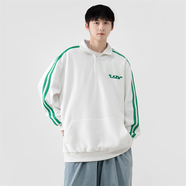 新款POLO衫华夫格翻领发泡印花卫衣休闲套头潮PL3325-P40控68,男装Polo衫,星座717