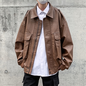 Wt120-P72美式复古大口袋皮衣外套图片