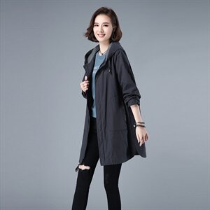 时尚百搭中长款风衣女2022新款春秋外套修身显瘦气质女装图片