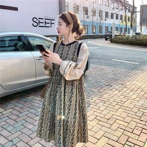 新款法式复古碎花背心连衣裙套装女2C282-215P175K288图片