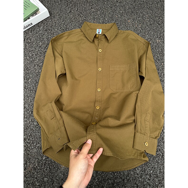 棉纯棉衬衫成衣水洗休闲衬衫男女宽松纯色衬衣 GC27-P35图片