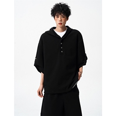 8XL-M高品质莫代尔空气层套装连帽短袖男上衣五分裤两件套TZ110，男装休闲套装，电商D206-1