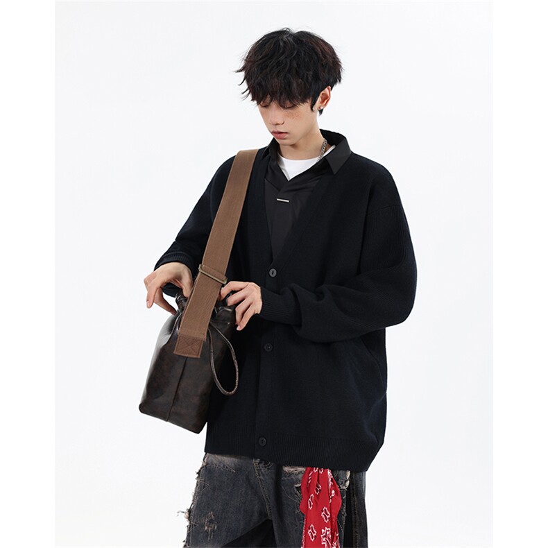 517A-8-M657-P88假两件10%羊毛开衫老钱风针织衫慵懒风毛衣现货，男装针织衫/毛衣，星座517A-8（原B282）