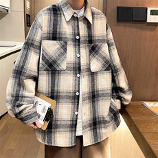控价69港风格子衬衫宽松外套男女衬衣百搭格子外套CS2436P40，男装衬衫，电商A128