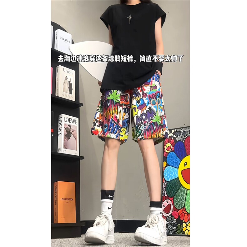 2025夏季新款时尚潮流印花男士五分裤碎花短裤中裤K891-P30,男装牛仔裤,电商A006