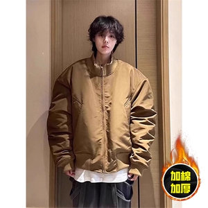 现货冬季美拉德立领飞行夹克廓形高街棒球服加棉加厚棉衣外套