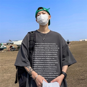 抖音得物二开现货供应220克夏装重磅美式高街宽松短袖t恤MT56图片