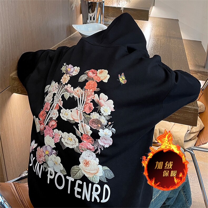 直播品质500克重磅秋冬美式加绒加厚卫衣外套H506常规P35加绒P40,男装卫衣,电商A486