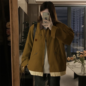 C906-P110 2025年秋款日系男女夹克潮牌翻领工装外套图片