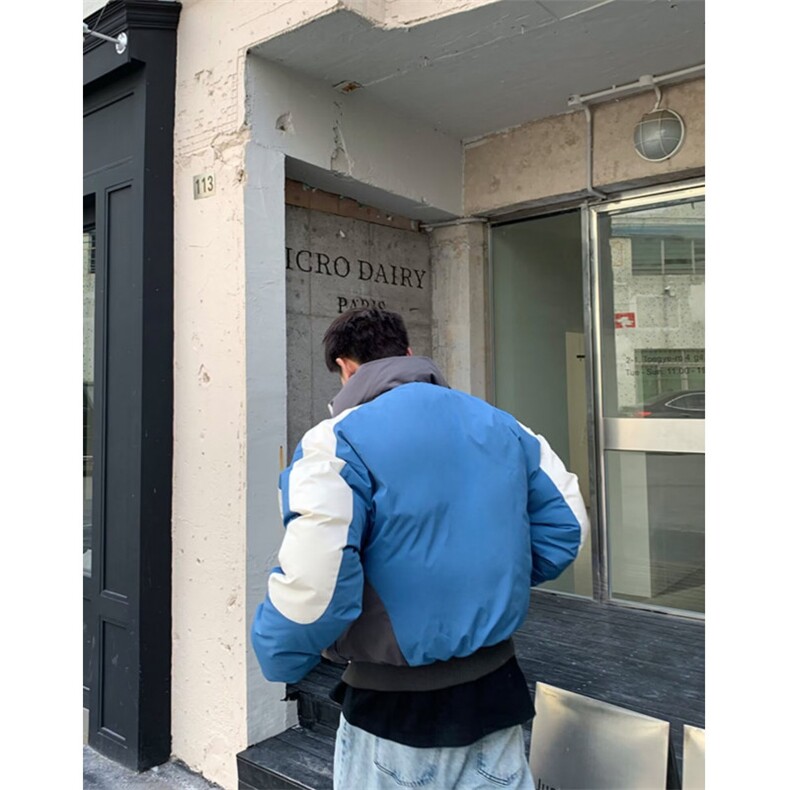 网撞色立领棉衣外套男女冬季宽松休闲小众棉服潮B93-P78,男装棉衣,星座910-1